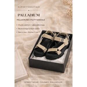 Palladium Pallacruise Strap Sandals Dune Beige Chunky Platform Size 7 NIB